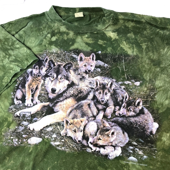 Vintage Stand Out Designs Wolfpack Nature T-Shirt Size Large Green Tie-Dye Wolf. - Picture 1 of 9